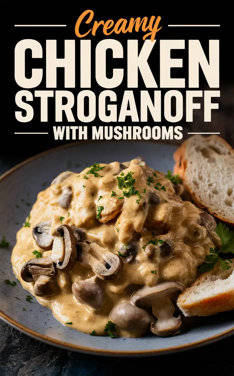 Creamy Chicken Stroganoff, Chicken Stroganoff recipe, Creamy Chicken recipe, Mushroom Stroganoff, Chicken and Mushroom Stroganoff