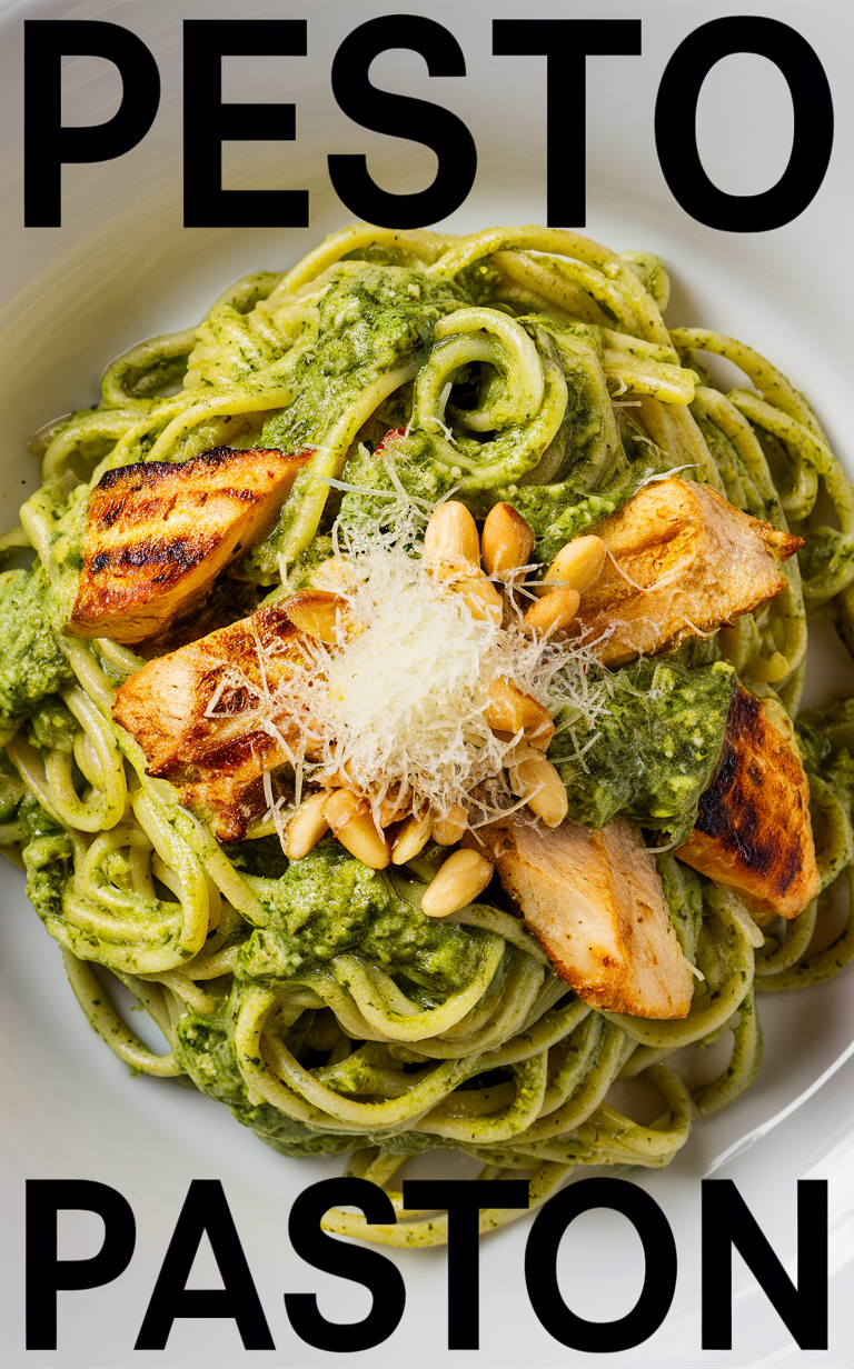 Creamy Pesto Chicken Pasta, Fusion Recipe, Pasta with Pesto Sauce, Creamy Pesto Pasta Dish, Pesto Chicken Pasta Recipe