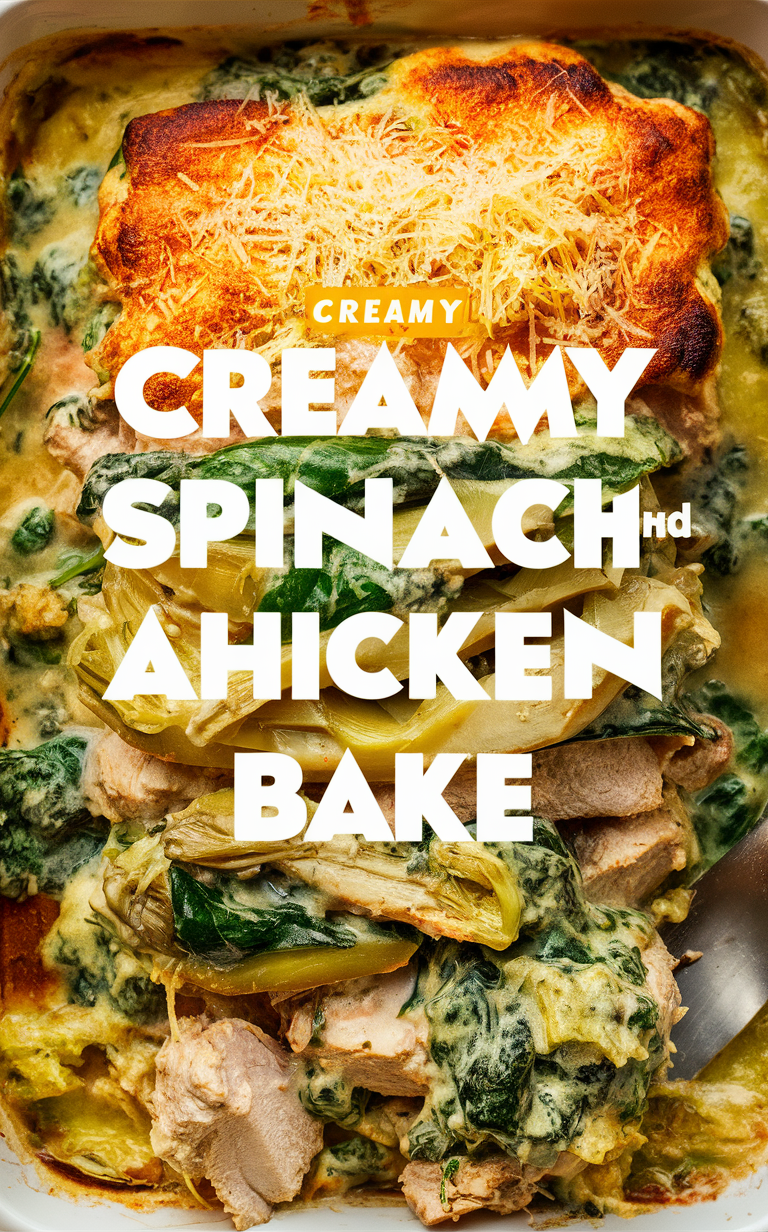 Creamy spinach chicken bake, Artichoke chicken casserole, Creamy chicken bake, Spinach artichoke chicken bake, Baked chicken with spinach and artichoke