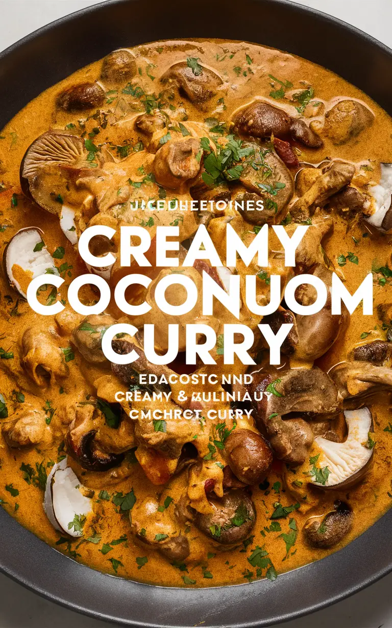 Creamy coconut curry, Vegan coconut curry, Mushroom coconut curry, Coconut curry recipe, Creamy mushroom curry