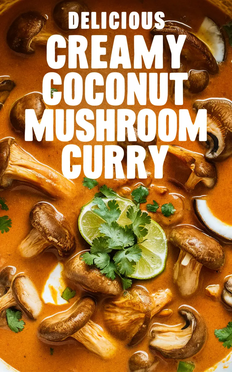 Creamy coconut curry, Vegan coconut curry, Mushroom coconut curry, Coconut curry recipe, Creamy mushroom curry