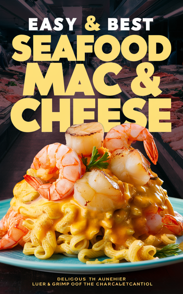 Seafood pasta dish, Baked Macaroni, Gourmet seafood recipe, Homemade mac and cheese, Creamy macaroni and cheese