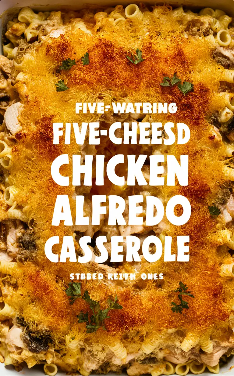 Chicken Alfredo Casserole, Baked Chicken Alfredo, Five Cheese Casserole, Cheesy Chicken Casserole, Alfredo Chicken Bake