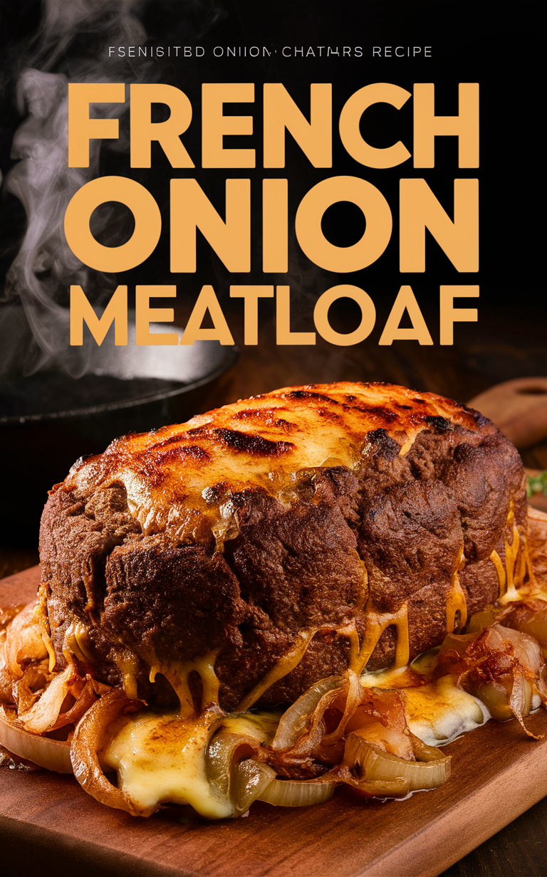 French onion meatloaf recipe, gourmet meatloaf recipe, savory meatloaf recipe, onion infused meatloaf, French-inspired meatloaf