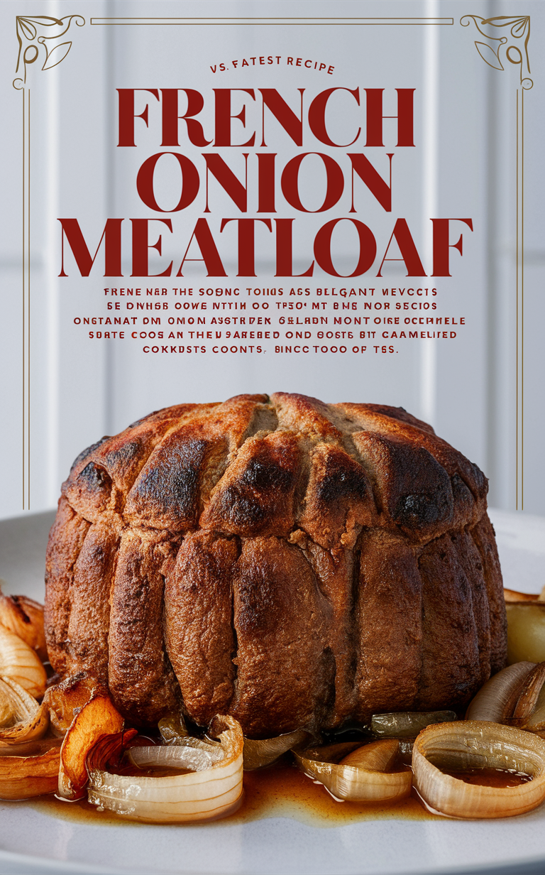 French onion meatloaf recipe, gourmet meatloaf recipe, savory meatloaf recipe, onion infused meatloaf, French-inspired meatloaf