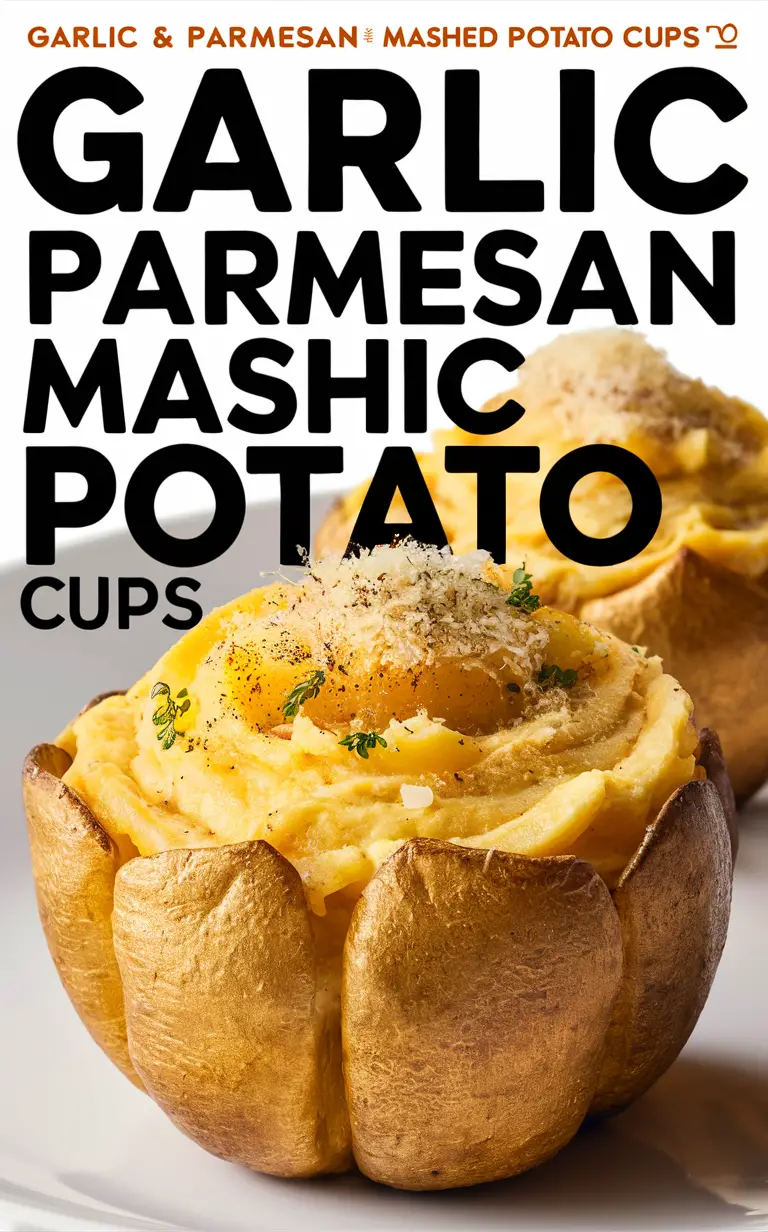 Garlic Parmesan Mashed Potato Cups, Mashed Potato Cups Recipe, Parmesan Potato Cups, Garlic Parmesan Cups, Potato Cups Recipe