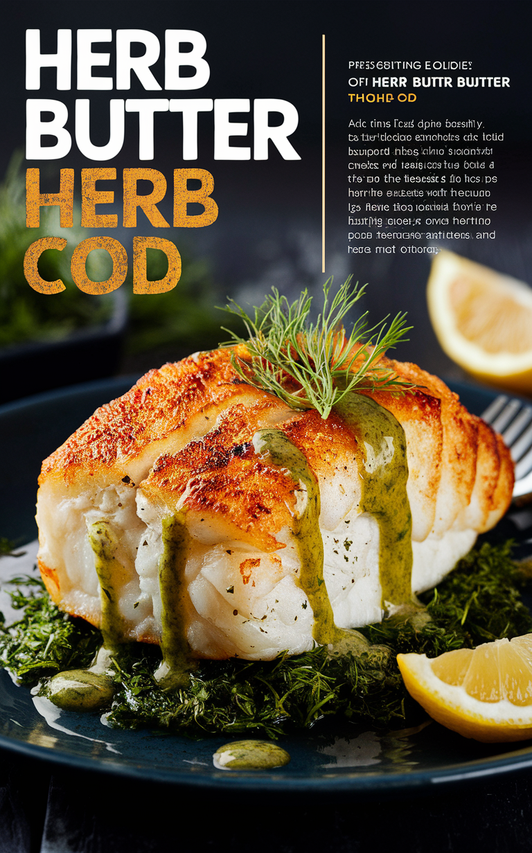 Seared Cod Recipe, Butter Sauce Recipe, Herb Butter Sauce, Seared Cod, Golden Seared Cod