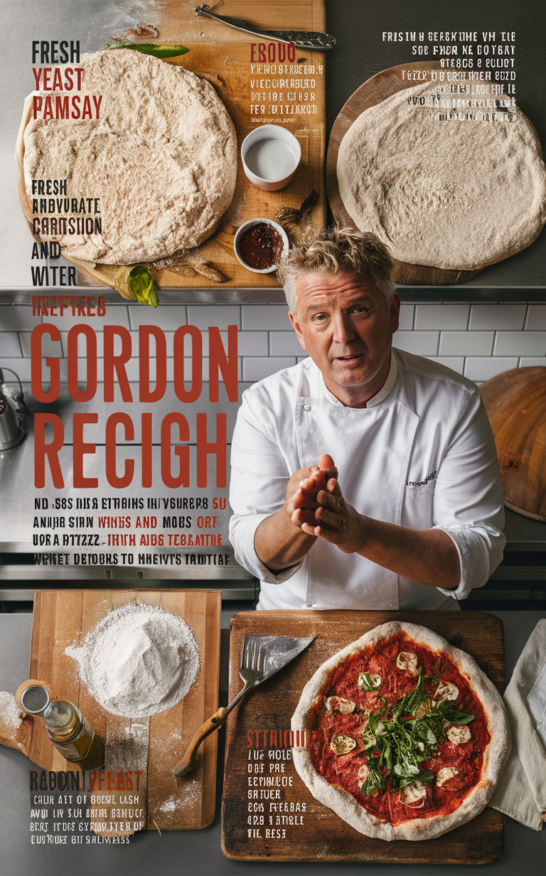 Gordon Ramsay pizza recipe, homemade pizza dough, authentic pizza recipe, pizza crust recipe, professional pizza dough