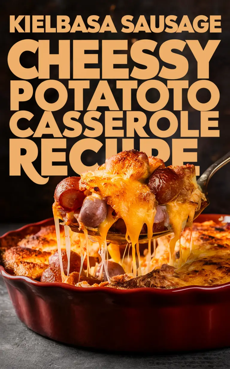 potato casserole, cheesy kielbasa recipe, sausage and potato bake, cheesy sausage casserole, kielbasa potato casserole