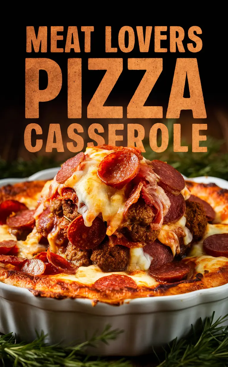 Meat Lovers Pizza Casserole, Easy Meat Lovers Recipe, Meat Lovers Pizza Bake, Homemade Meat Lovers Casserole, Delicious Meat Lovers Pizza Recipe