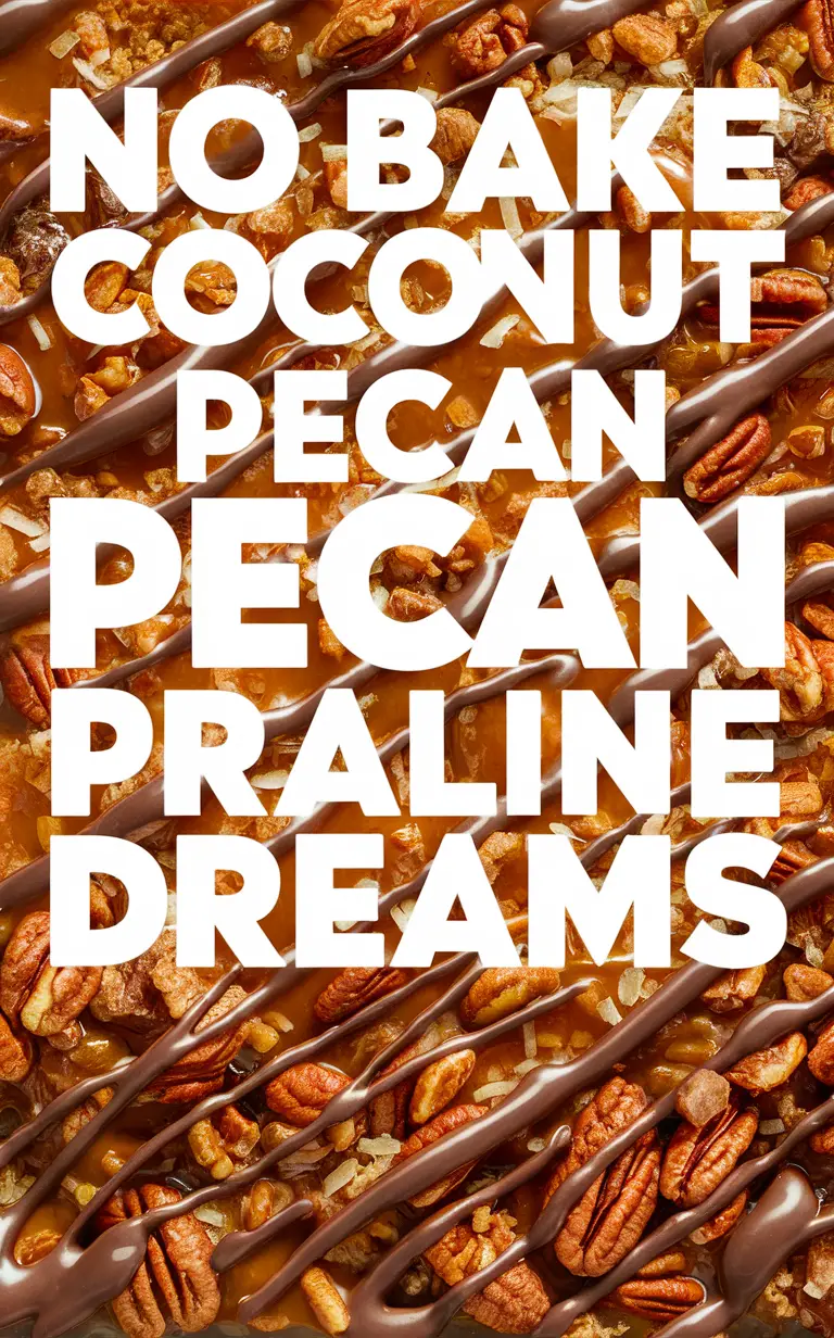 Coconut Praline Dessert, No Bake Pecan Recipe, Easy Praline Treats, Coconut Pecan Delight, Delicious No Bake Pecan Dream