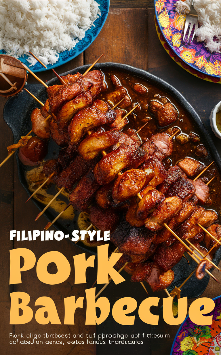 Filipino pork barbecue, Filipino BBQ recipe, Pork skewers, Grilled pork recipe, Tender pork BBQ