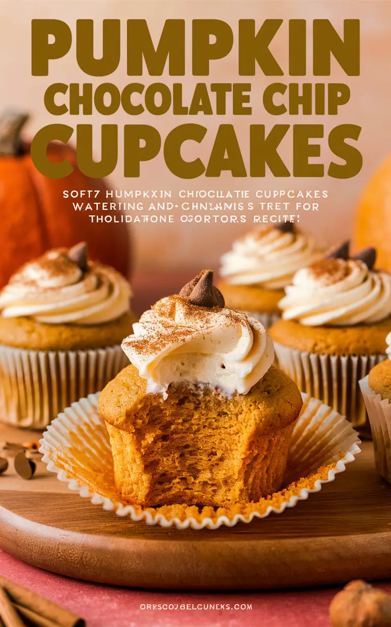 Pumpkin Cupcakes, Chocolate Chip Cupcakes, Cupcake Recipe, Pumpkin Dessert, Chocolate Chip Recipe