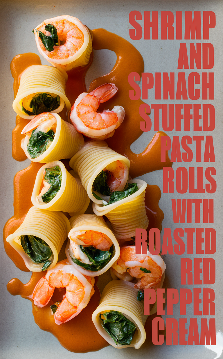 Stuffed Pasta Rolls, Spinach Pasta, Italian Stuffed Pasta, Creamy Pasta Roll, Roasted Red Pepper Pasta