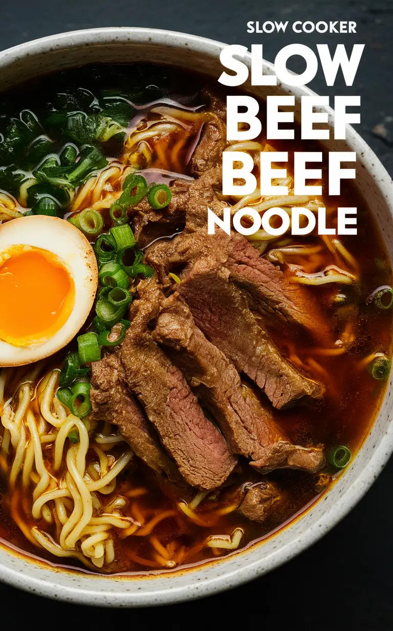 slow cooker beef ramen, noodle soup recipe, easy ramen noodles, Japanese beef ramen, homemade ramen broth