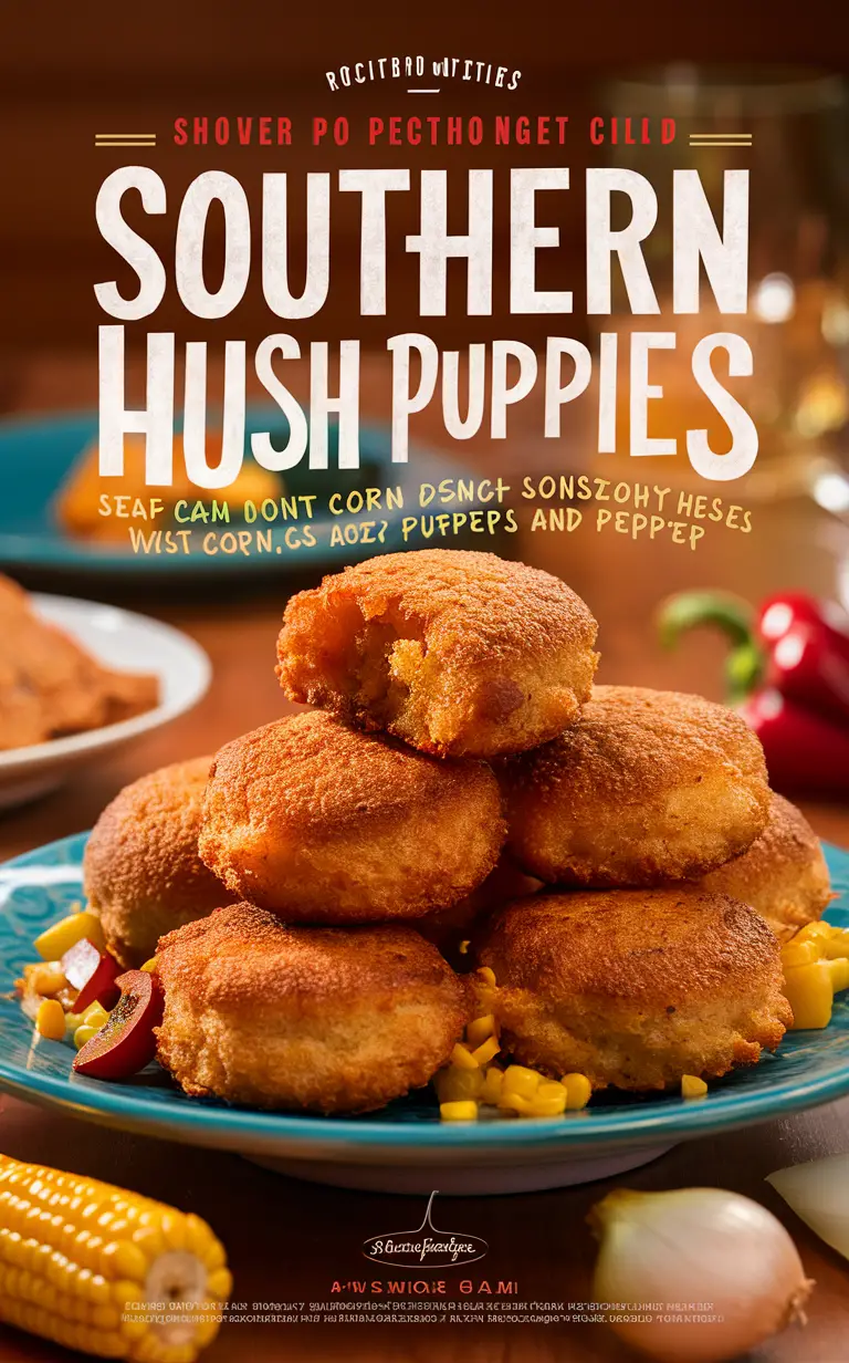 Deep Fried Cornbread, Southern Appetizer Recipe, Crispy Corn Fritters, Buttermilk Hush Puppies,, Classic Southern Side dish