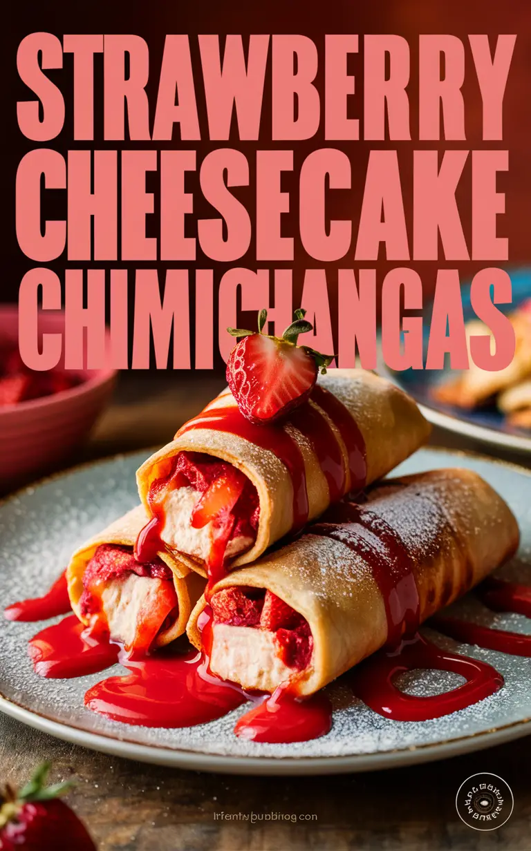 Strawberry cheesecake, 
Cheesecake chimichangas, 
Strawberry dessert, 
Decadent dessert, 
Dessert recipe