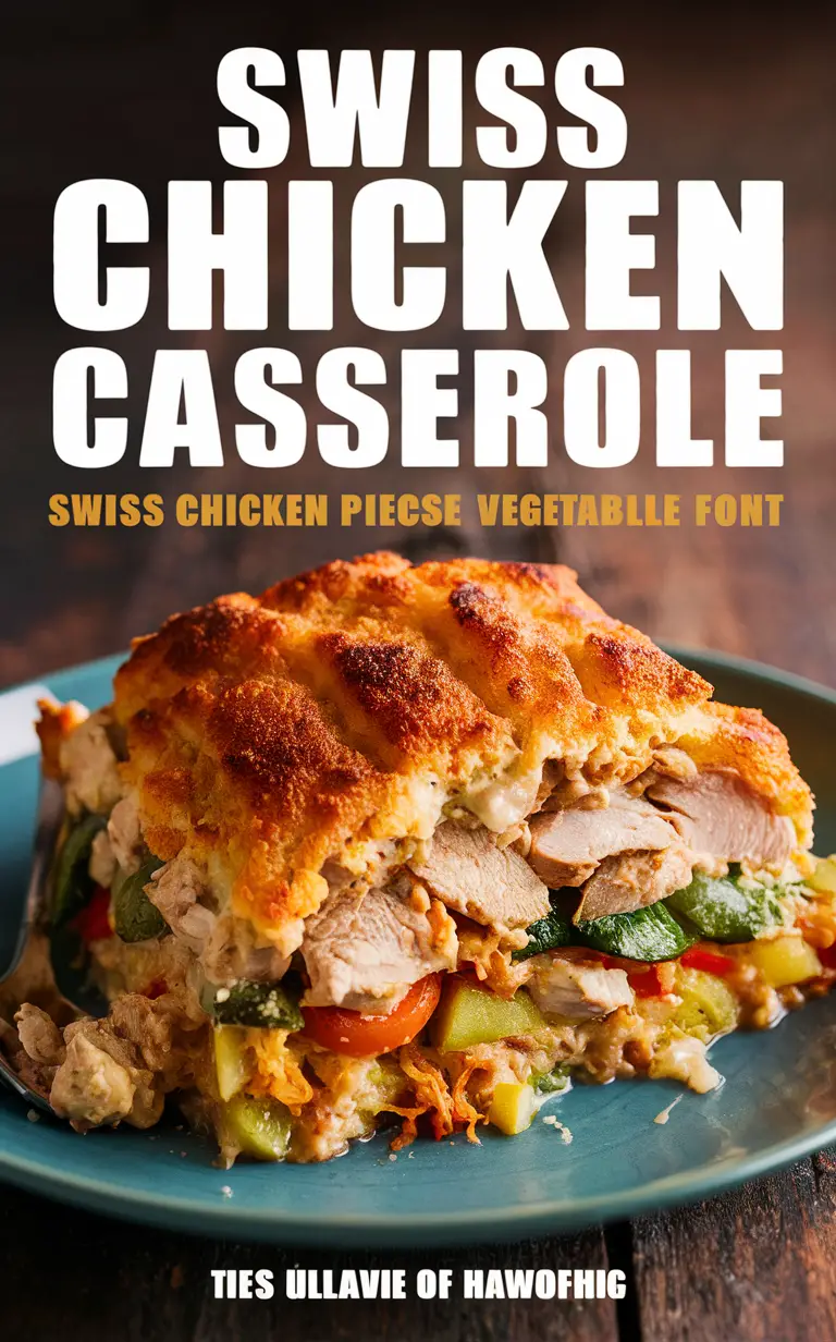 Swiss chicken casserole, cheesy chicken casserole, creamy chicken bake, chicken and swiss cheese casserole, easy chicken casserole