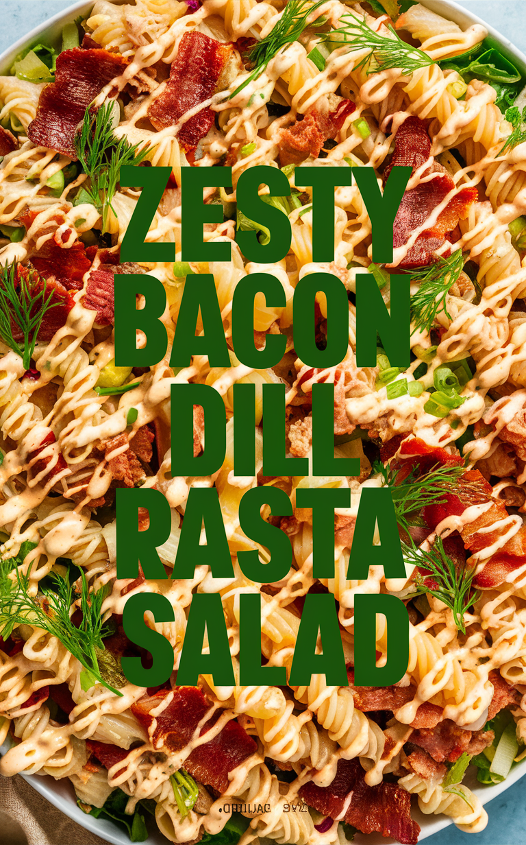 Bacon salad recipe, Creamy pasta salad, Ranch dressing pasta salad, Dill pasta salad, Zesty pasta dish