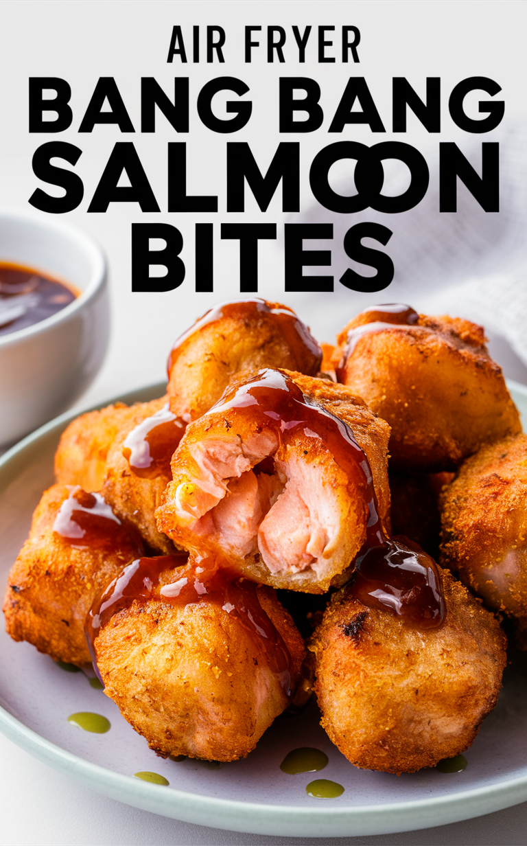 Air Fryer Salmon Recipe, Bang Bang Salmon Bites, Easy Air Fryer Recipes, Crispy Air Fryer Salmon, Healthy Salmon Appetizers