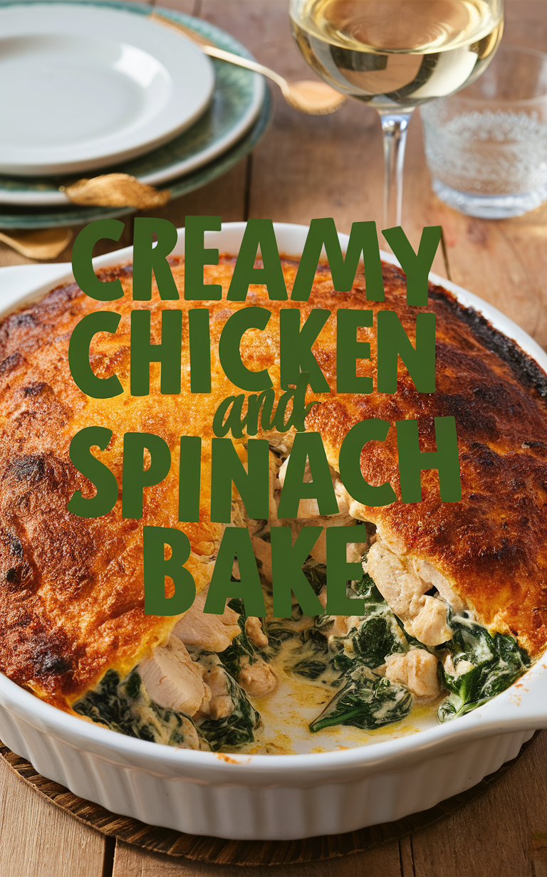 Creamy chicken casserole, Chicken and spinach casserole, 
Creamy spinach chicken bake, Spinach and chicken casserole, 
Chicken and spinach bake