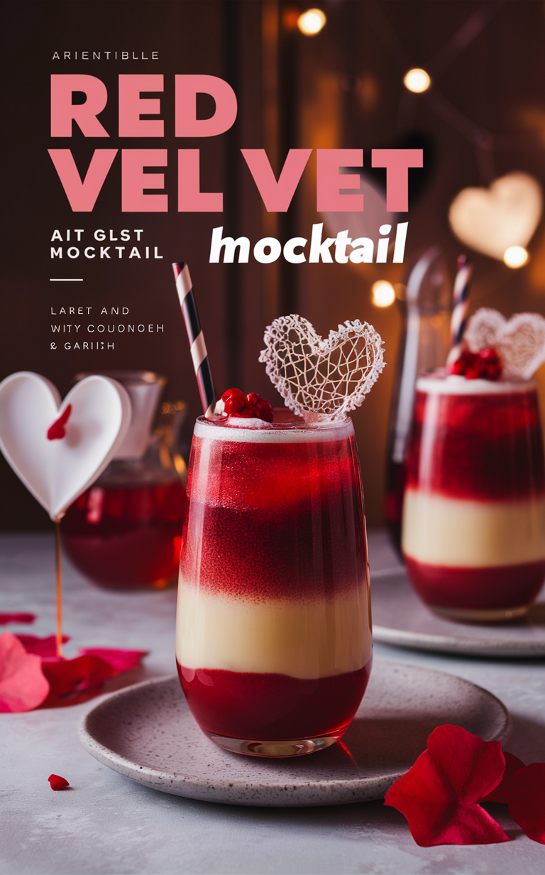 Red Velvet Mocktail Recipe,holiday mocktail recipe,Valentine's Day drink,dessert mocktail,decadent cocktail recipe