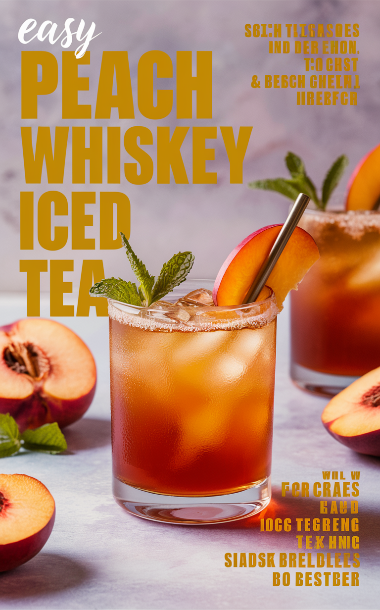 Peach whiskey cocktail, Peach iced tea recipe, Easy summer cocktail, Whiskey tea recipe, Refreshing whiskey drink