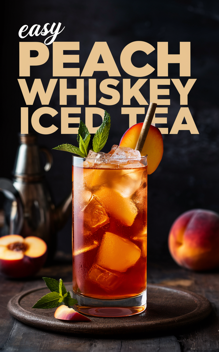 Peach whiskey cocktail, Peach iced tea recipe, Easy summer cocktail, Whiskey tea recipe, Refreshing whiskey drink