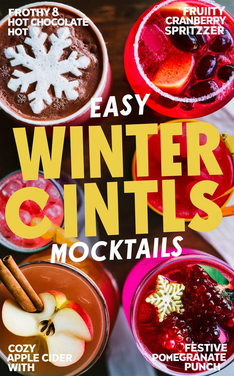 Winter mocktails, Non alcoholic drinks, Easy mocktail recipes, Refreshing drink ideas, Seasonal mocktails