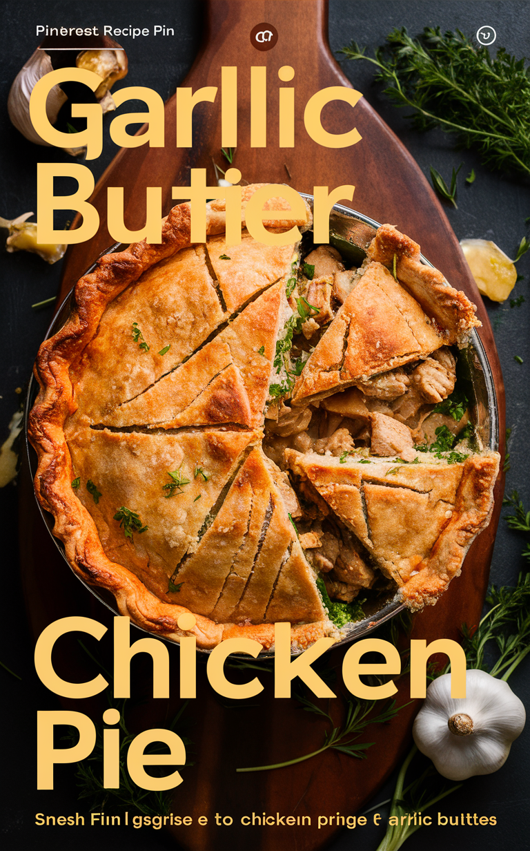 Garlic butter chicken pie, Chicken pot pie, Savory pie recipe, Homemade chicken pie, Gourmet chicken pie