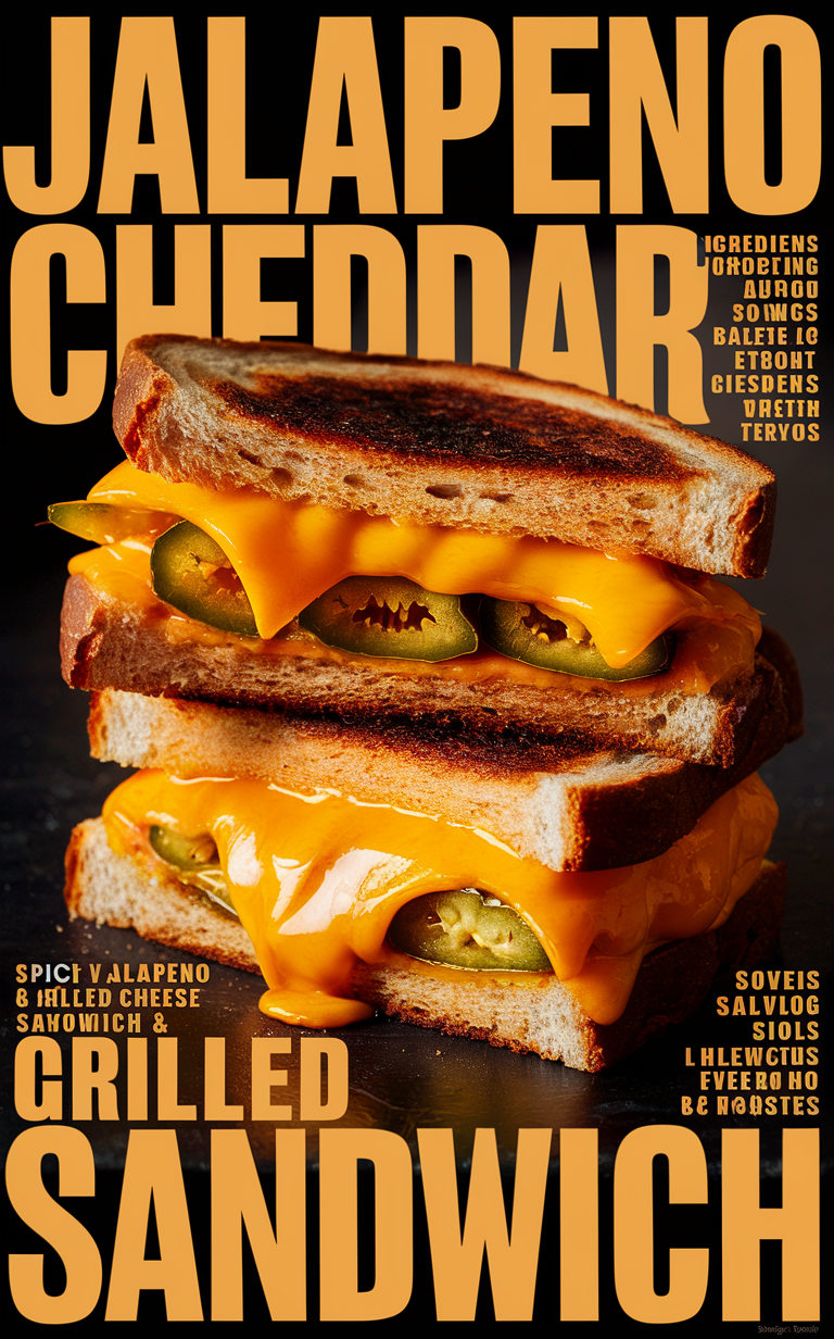 Jalapeno cheddar sandwich, Gourmet grilled cheese, Spicy cheddar toastie, Gourmet spicy sandwich, Cheddar jalapeno panini