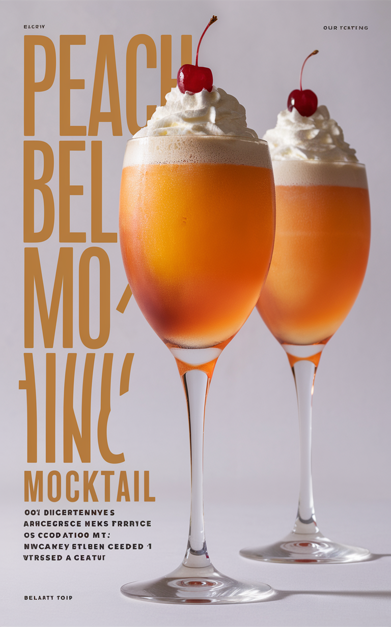 Peach Bellini Mocktail, Best Mocktail Recipe, Peach Bellini Recipe, Mocktail Recipe Ideas, Peach Bellini Drink