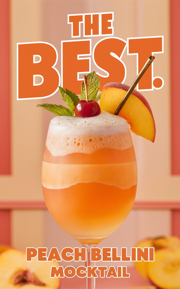 Peach Bellini Mocktail, Best Mocktail Recipe, Peach Bellini Recipe, Mocktail Recipe Ideas, Peach Bellini Drink