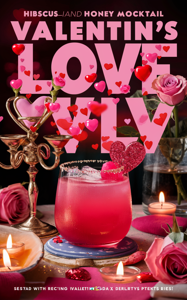 Hibiscus drink, Honey mocktail, Valentine's Day recipe, Refreshing beverage, Floral cocktail