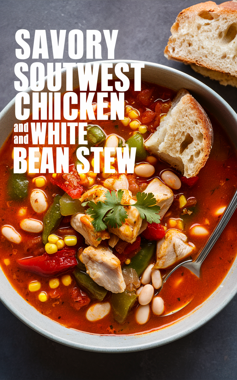 Southwest Chicken Stew, White Bean Stew, Savory Stew, Chicken and Bean Stew, Southwest Chicken Recipe