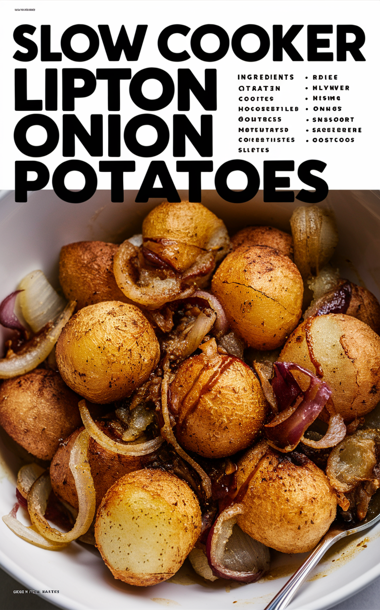 Slow Cooker Lipton Onion Potatoes, Crockpot Lipton Onion Potatoes, Lipton Onion Potatoes Slow Cooker, Onion Potatoes Crockpot Recipe, Lipton Onion Potatoes Recipe