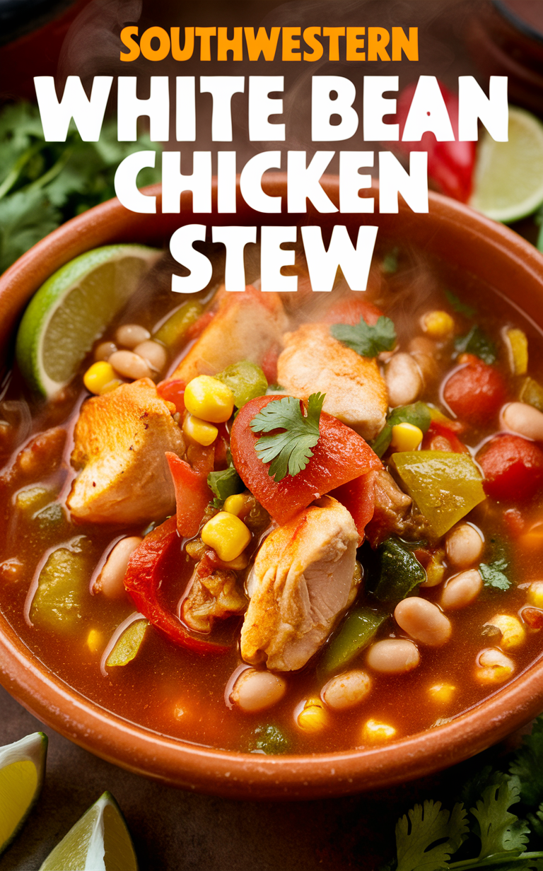 Southwestern chicken stew, White bean stew, Delicious chicken stew, Southwestern stew recipe, Hearty chicken stew