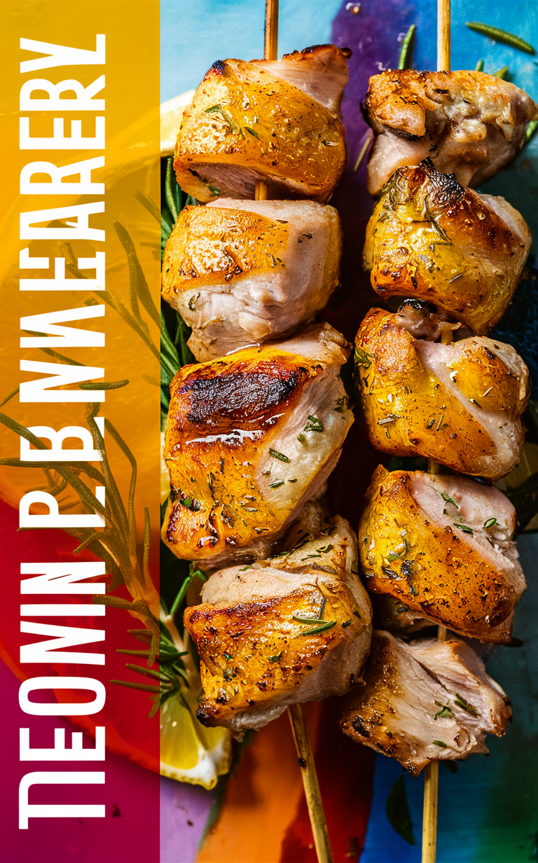 Lemon herb chicken skewers, Grilled rosemary chicken, Citrus marinated chicken, Herb-infused chicken kebabs, Flavorful grilled chicken