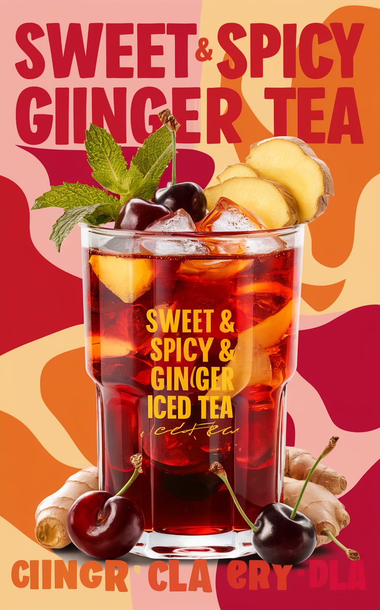 cherry iced tea, cherry tea, spiced tea, ginger tea, sweet tea