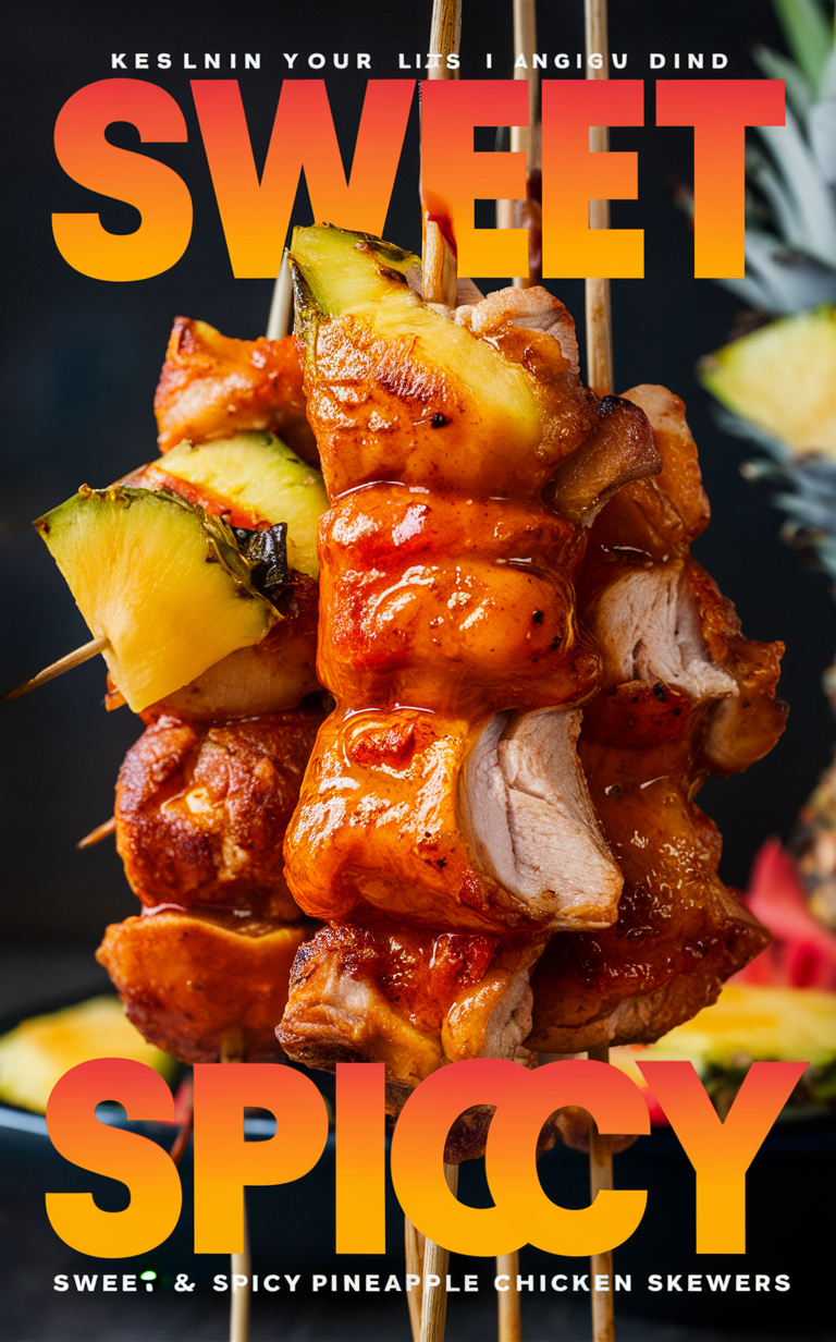 Pineapple chicken recipe, Spicy chicken skewers, BBQ chicken skewers, Grilled chicken recipe, Tropical chicken kabobs