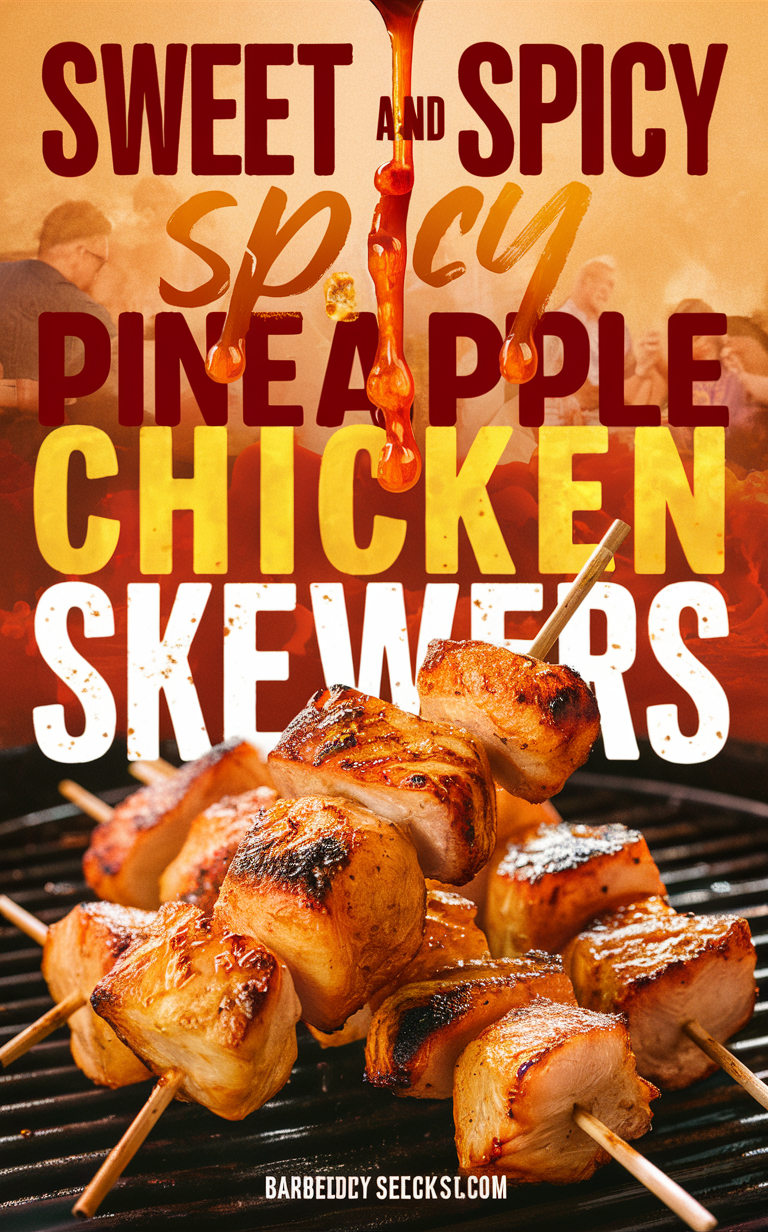 Pineapple chicken recipe, Spicy chicken skewers, BBQ chicken skewers, Grilled chicken recipe, Tropical chicken kabobs