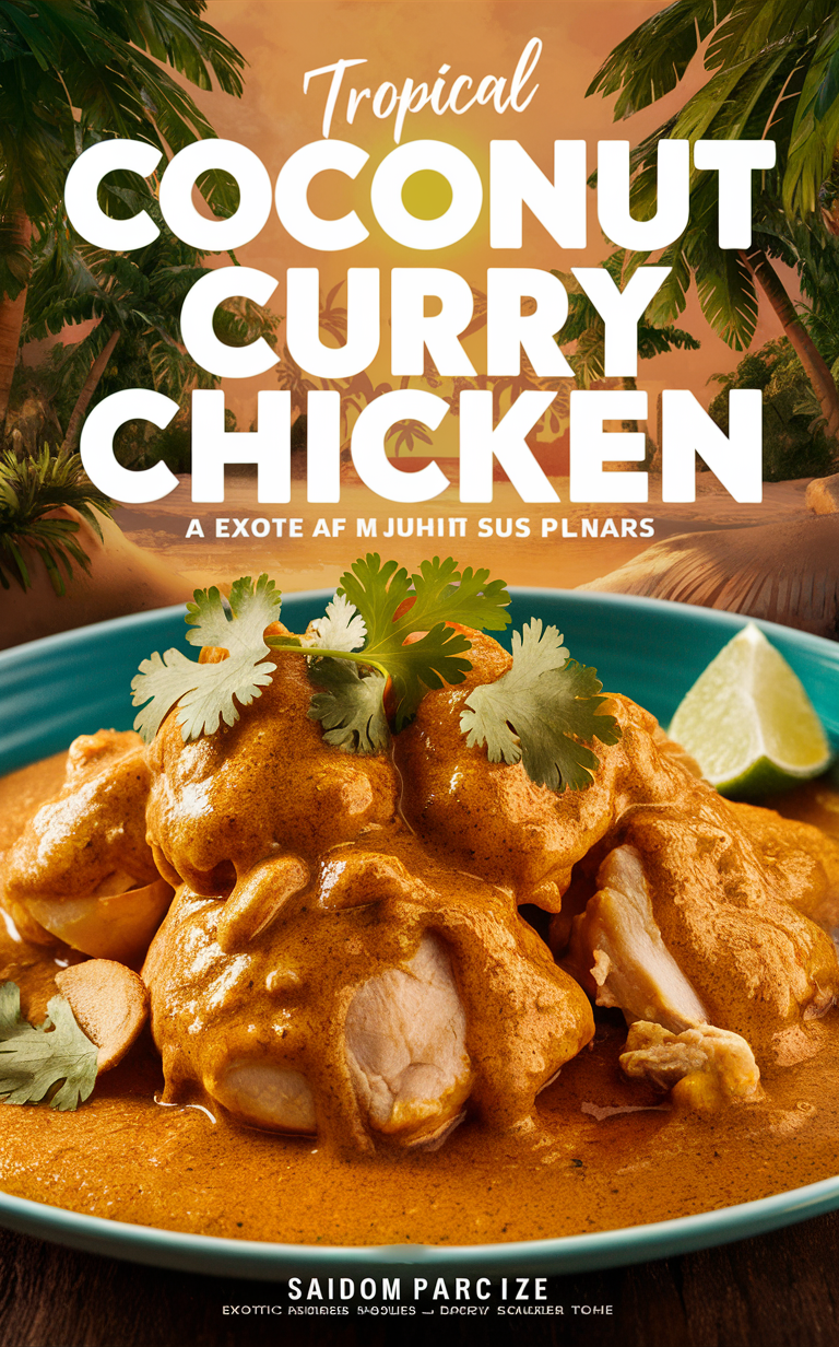 Tropical curry chicken, Coconut curry recipe, Tropical chicken curry, Coconut curry dish, Curry chicken with coconut