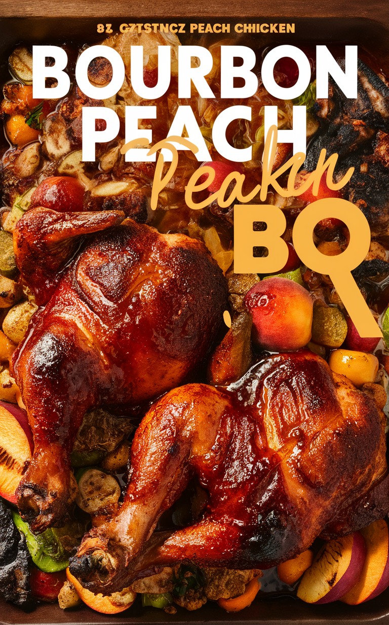 Bourbon BBQ Sauce, Smoked BBQ Chicken, Grilled Peach Chicken, Bourbon Glazed Chicken, Peach BBQ Rub