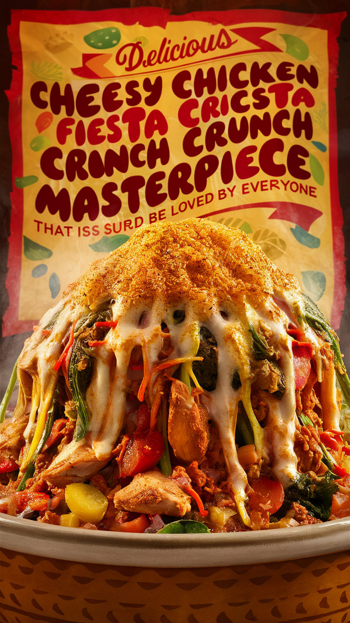 Cheesy chicken recipe, Fiesta chicken dish, Crunchy chicken dinner, Masterpiece chicken dish, Cheesy chicken meal