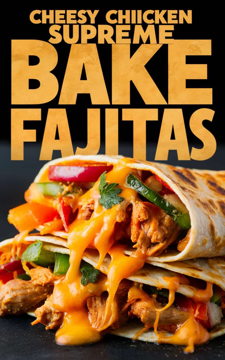 Cheesy chicken bake, Chicken fajitas, Cheesy bake, Chicken supreme, Supreme fajitas