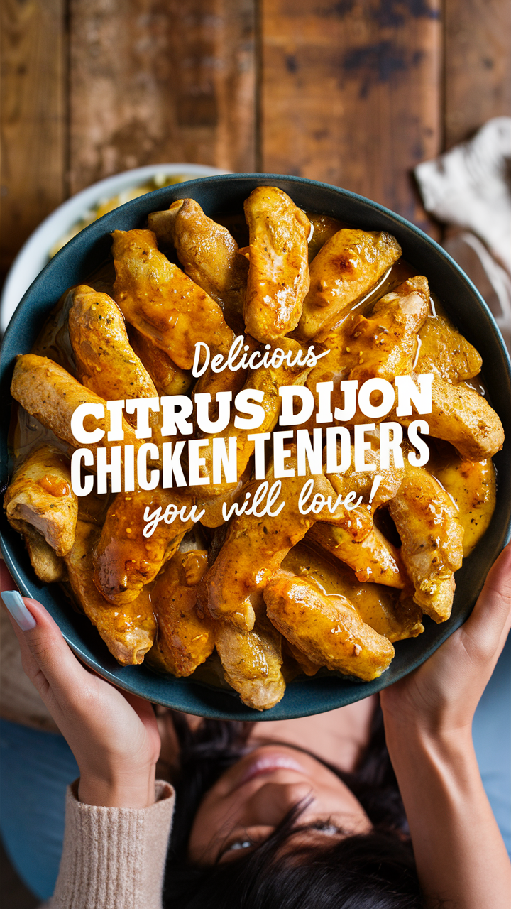 Citrus chicken recipe, Dijon chicken tenders, Lemon Dijon marinade, Tangy chicken strips, Orange mustard glaze