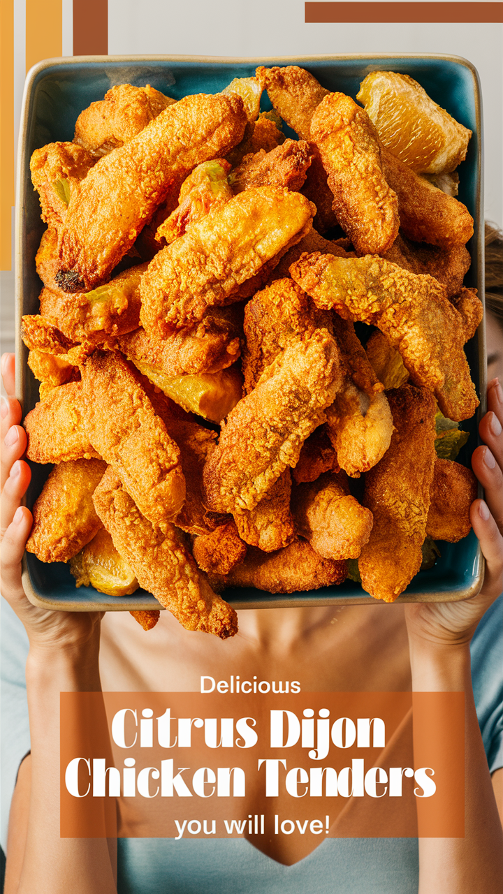 Citrus chicken recipe, Dijon chicken tenders, Lemon Dijon marinade, Tangy chicken strips, Orange mustard glaze