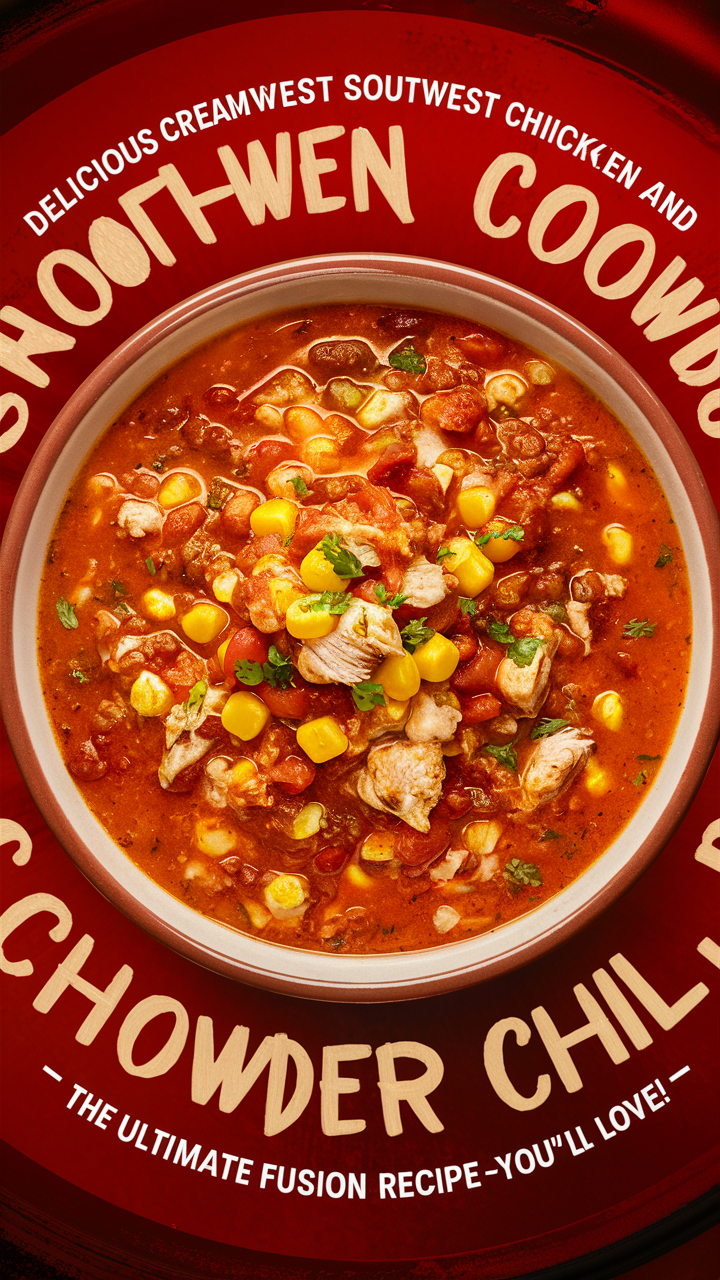 Creamy Southwest Chicken Soup, Corn Chowder Recipe, Chili Fusion Dish, Cozy Chicken Corn Chowder, Creamy Southwest Chili Soup