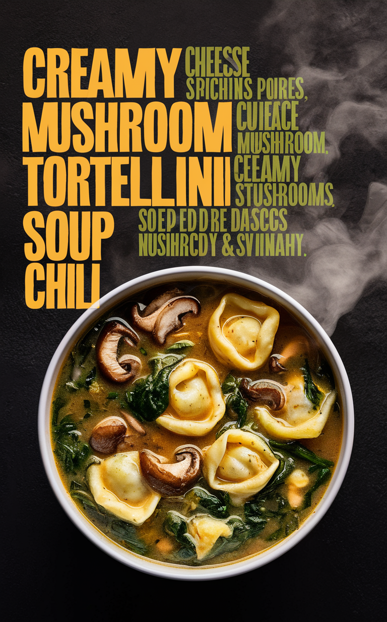 Creamy spinach soup, Mushroom tortellini soup, Creamy tortellini soup, Spinach mushroom chili, Creamy chili soup