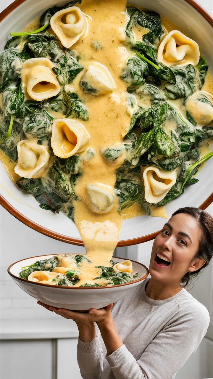 Creamy spinach tortellini recipe, Spinach tortellini alfredo, Creamy tortellini with spinach, Best spinach tortellini, Spinach and cheese tortellini